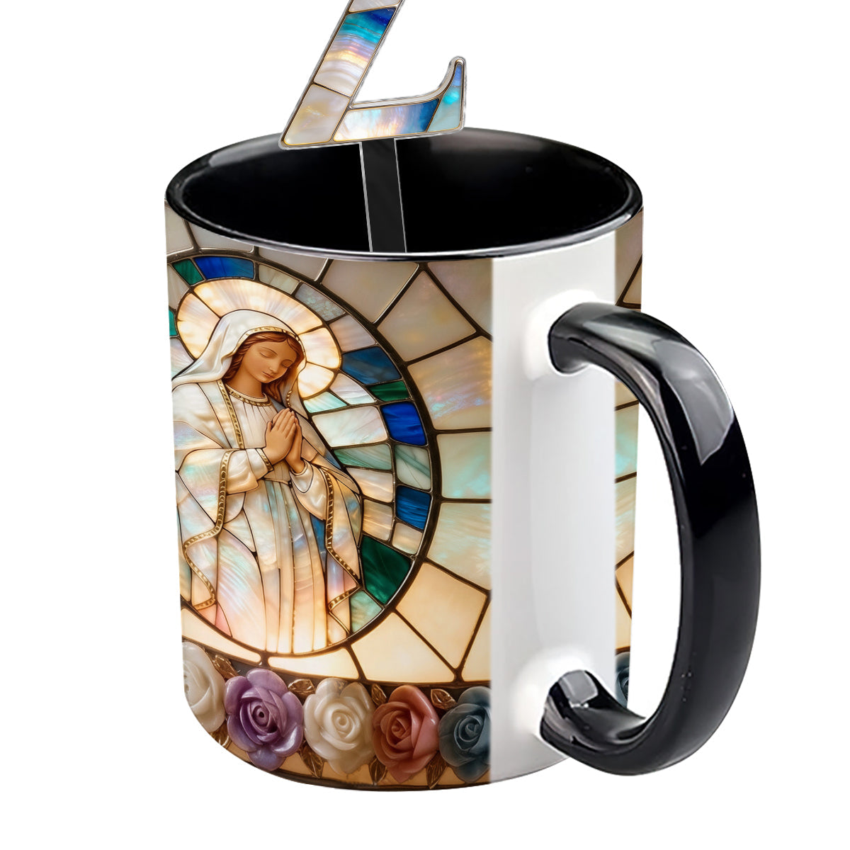 Our Lady of Grace - Personalized Christian Set Accent Mug with Acrylic Stirrers