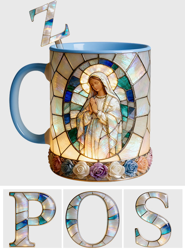 Our Lady of Grace - Personalized Christian Set Accent Mug with Acrylic Stirrers