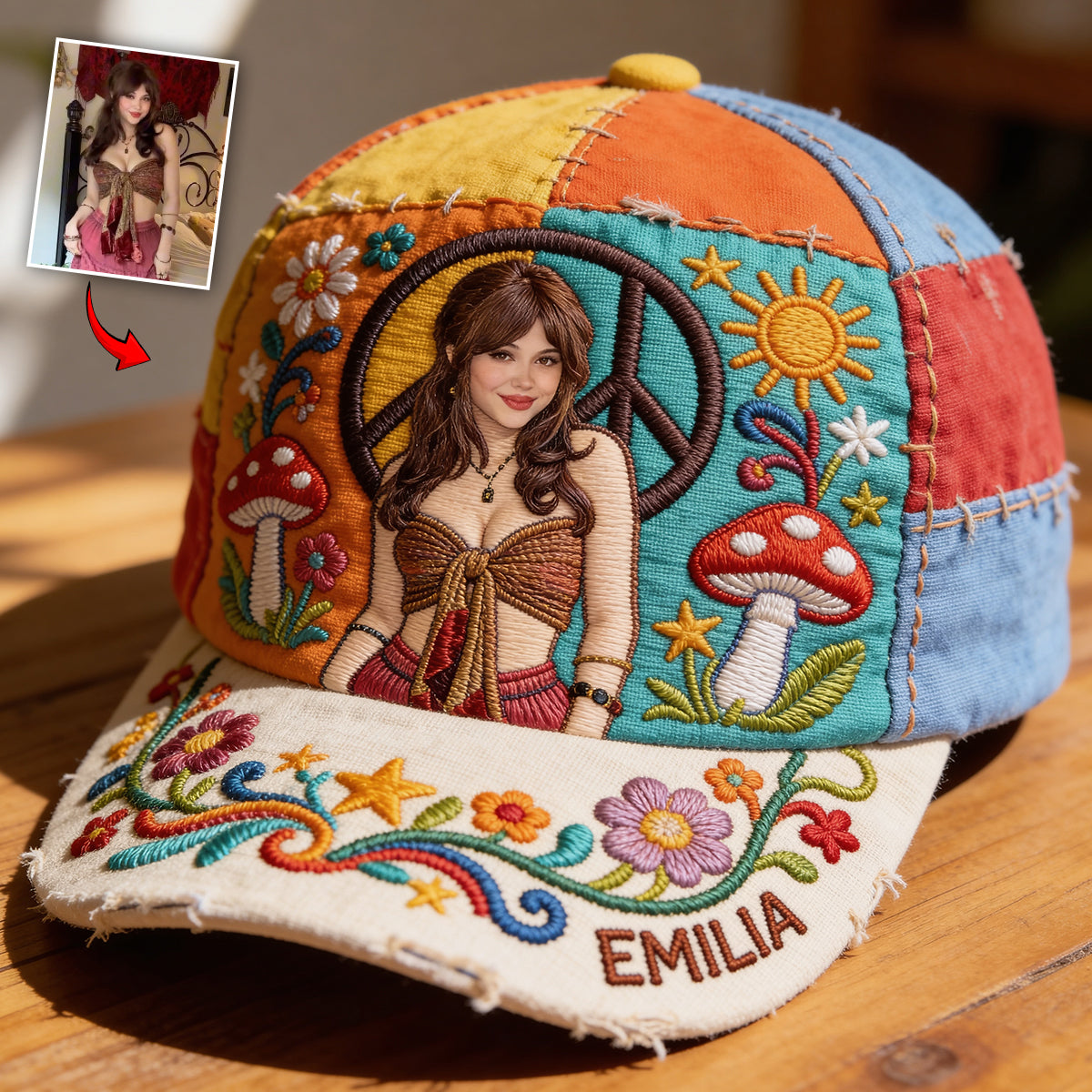 Peace Love Sunshine - Personalized Hippie Classic Cap