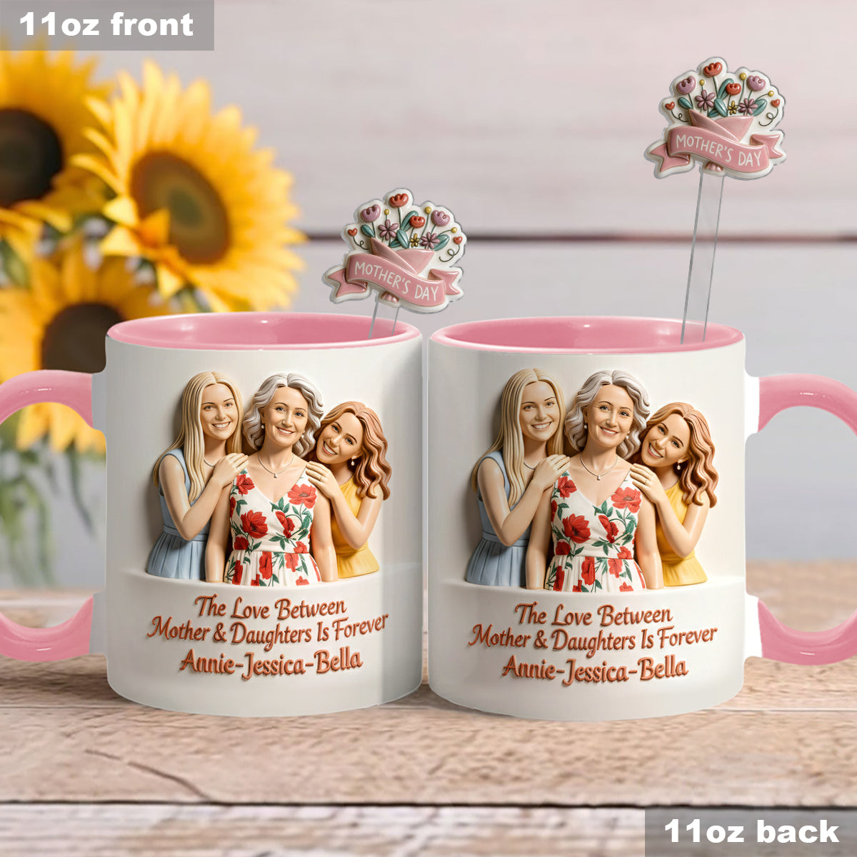 Perfect Gift for Mom - Personalized Mother Set Accent Mug with Acrylic Stirrers