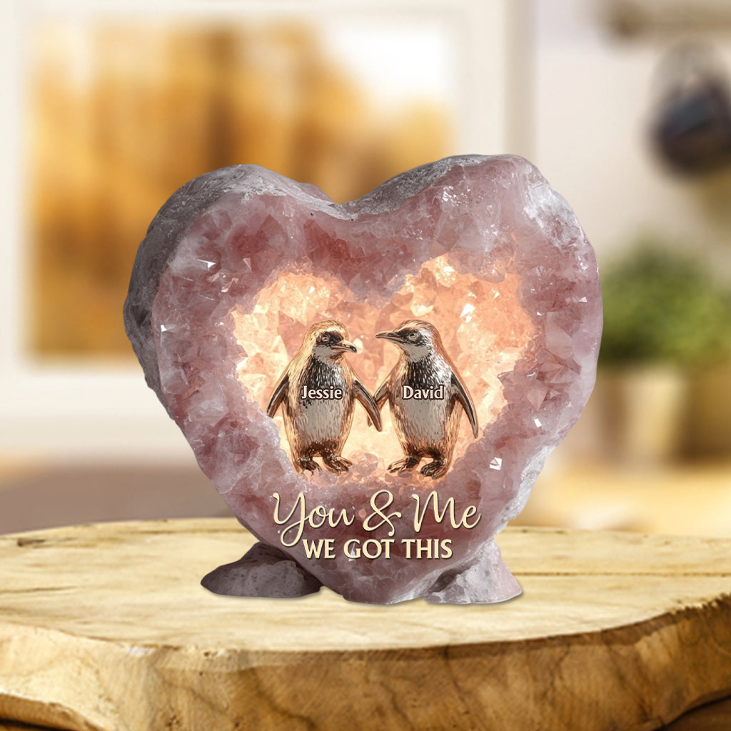 Rose Quartz Style Anniversary Gift, Valentine Gift, Unconditional Love - Personalized Couple Custom Shaped Acrylic Plaque