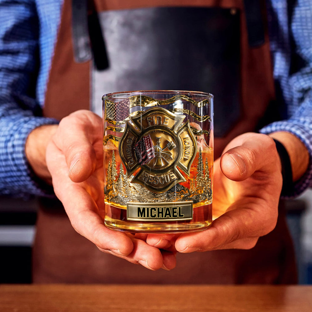 Strong Firefighter - Personalized Firefighter Whiskey Glass
