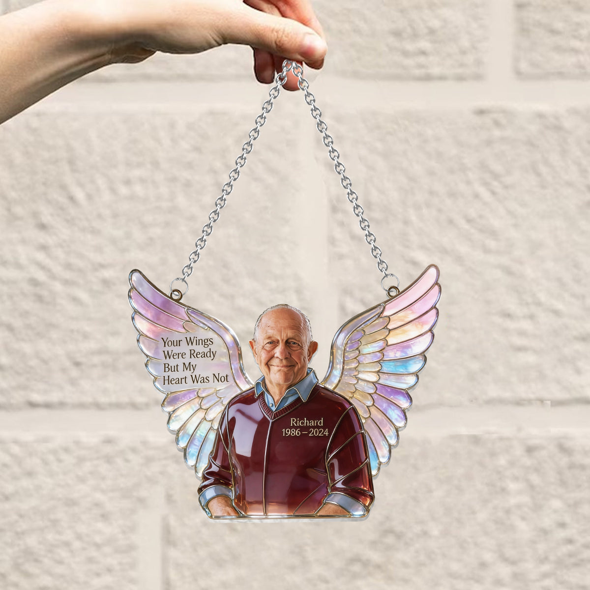 Your Wings Were Ready - Personalized Memorial Window Hanging Suncatcher Ornament