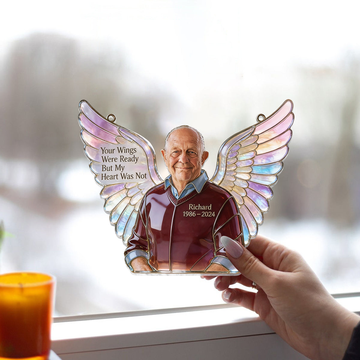 Your Wings Were Ready - Personalized Memorial Window Hanging Suncatcher Ornament