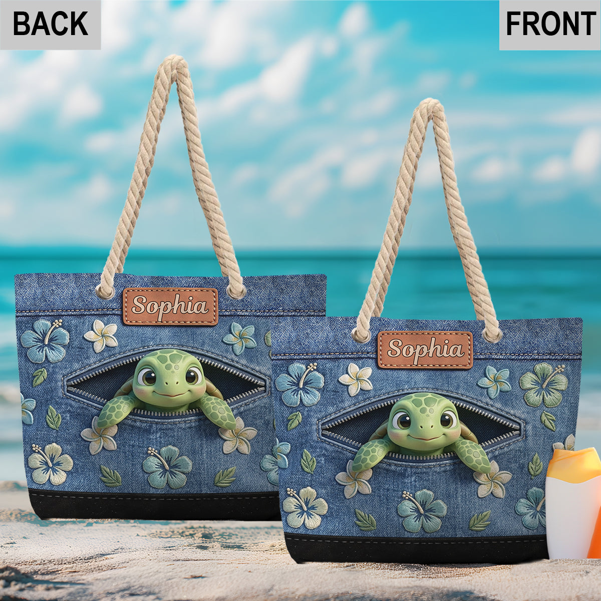 Salty Lil' Beach - Personalized Turtle Beach Bag