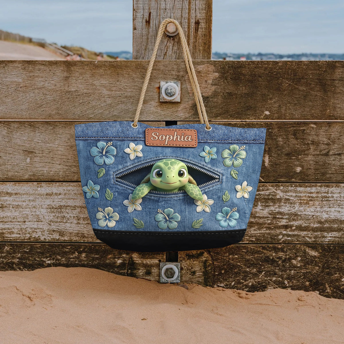 Salty Lil' Beach - Personalized Turtle Beach Bag