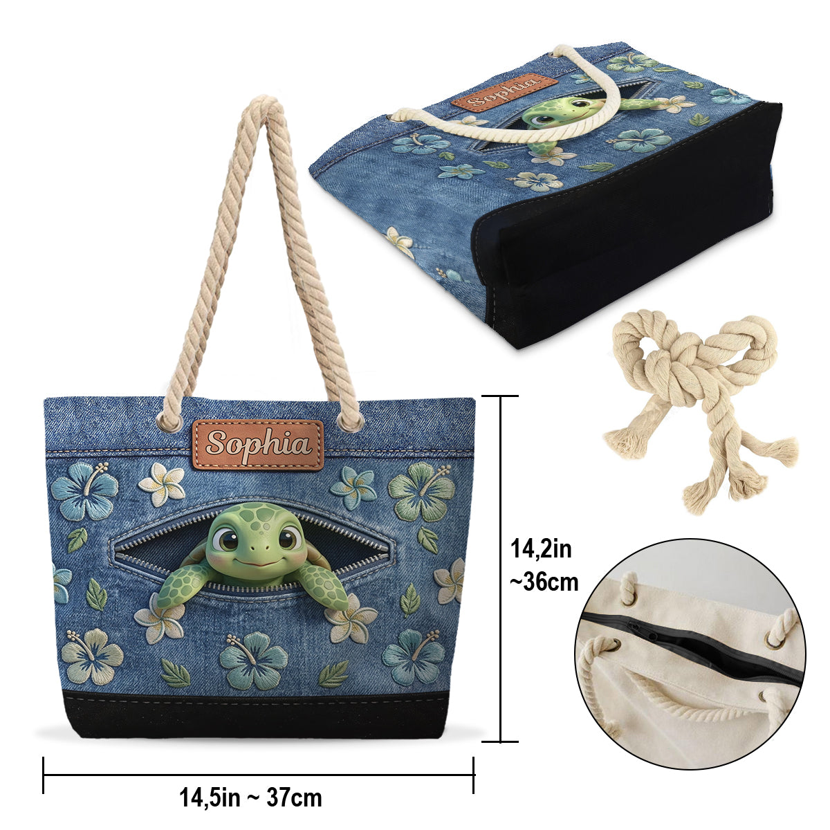 Salty Lil' Beach - Personalized Turtle Beach Bag