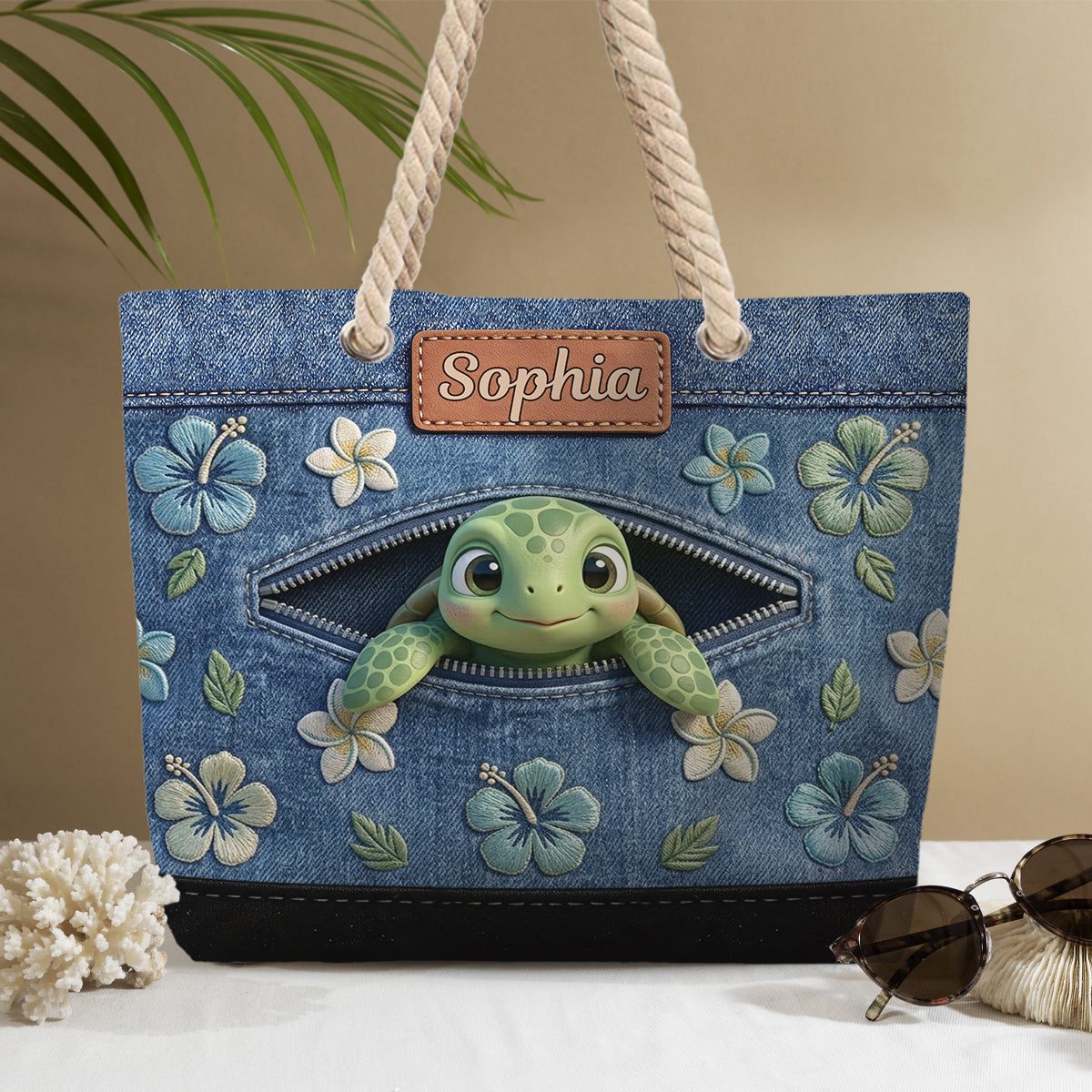 Salty Lil' Beach - Personalized Turtle Beach Bag