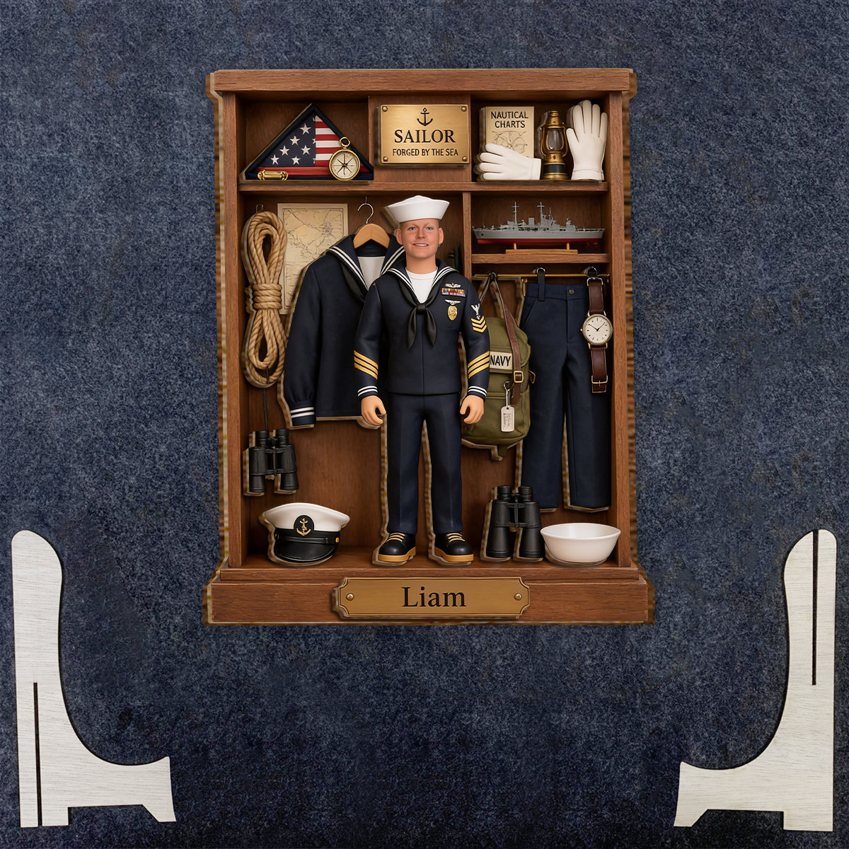 Proud Sailor - Personalized Veteran 2 Layered Wood Sign / Wood Plaque