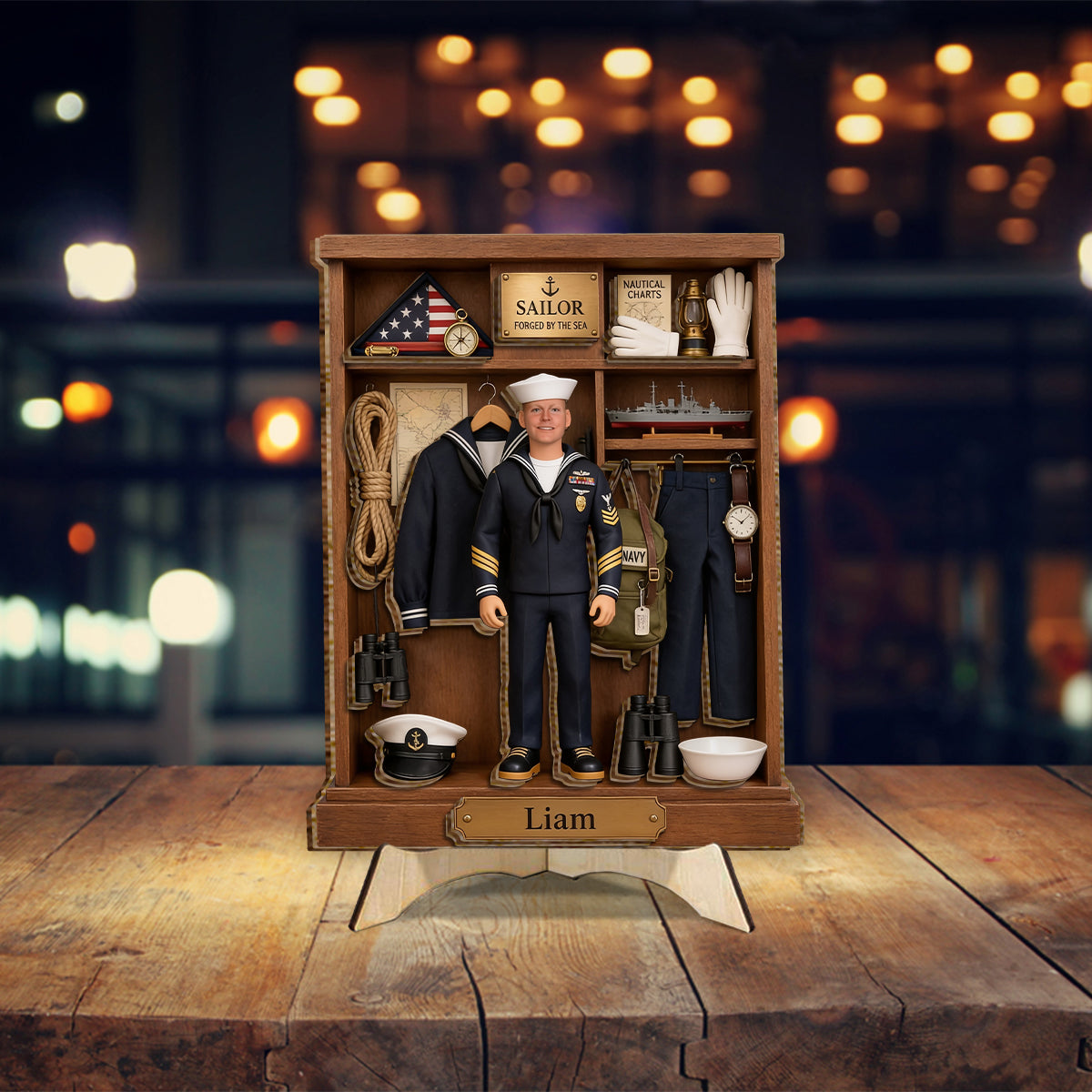 Proud Sailor - Personalized Veteran 2 Layered Wood Sign / Wood Plaque