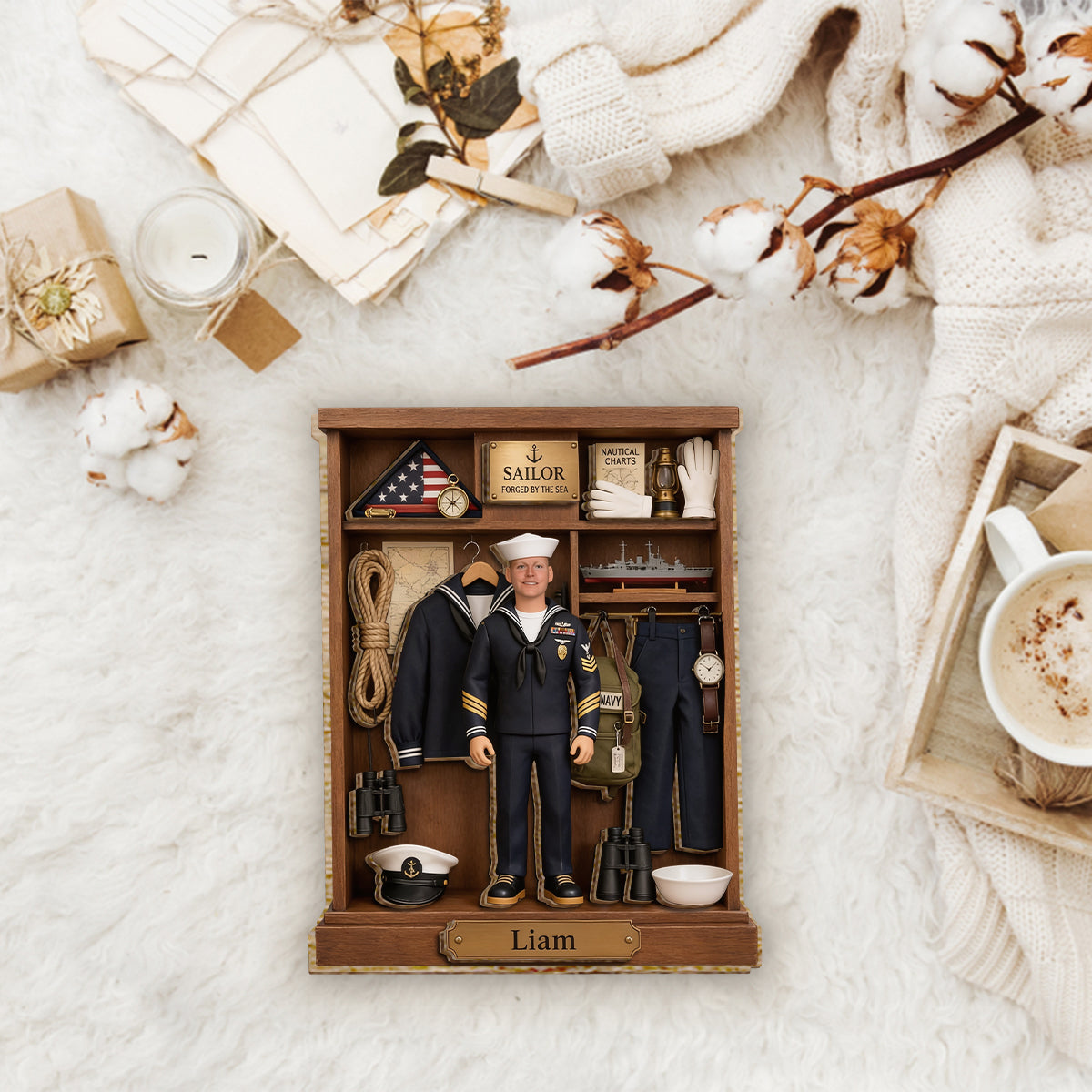 Proud Sailor - Personalized Veteran 2 Layered Wood Sign / Wood Plaque
