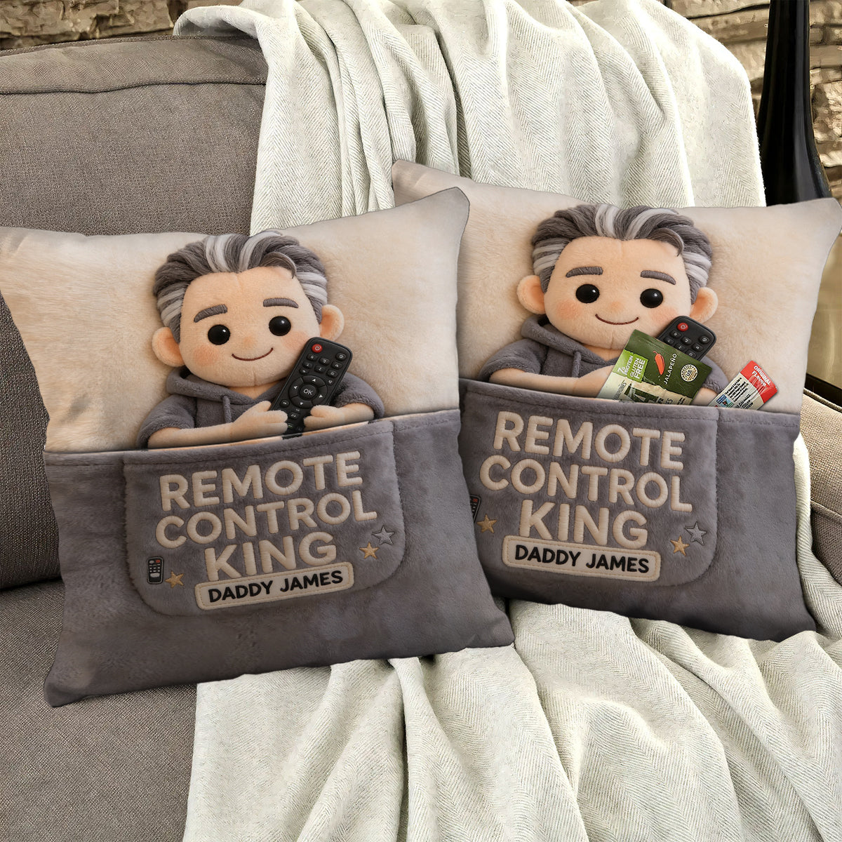 Remote Control King - Personalized Father Pocket Pillow