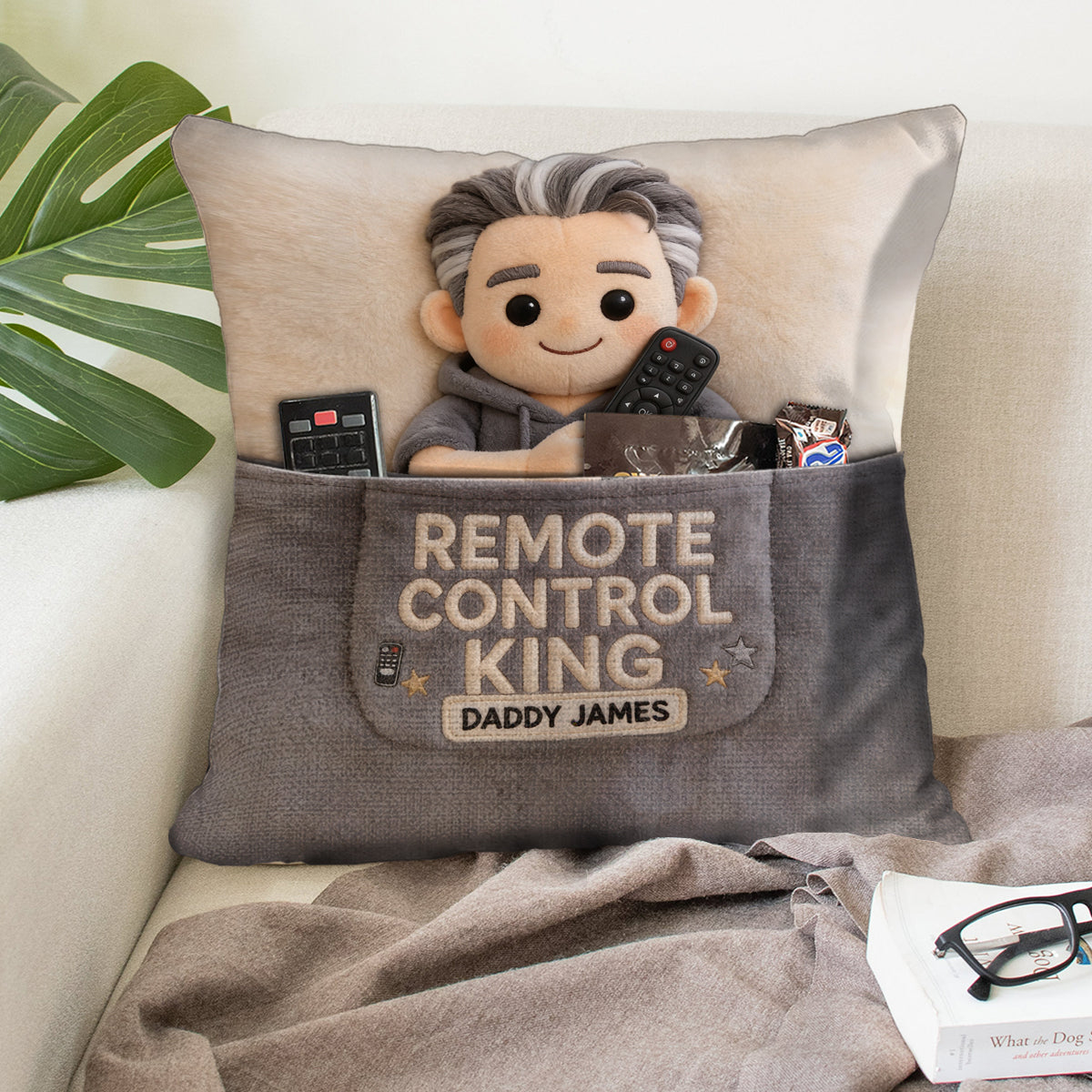 Remote Control King - Personalized Father Pocket Pillow