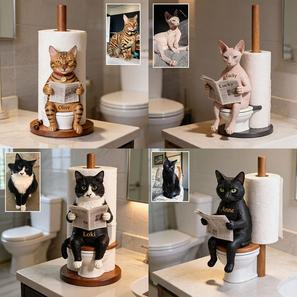 Pet On Toilet - Personalized Cat Paper Towel Stand