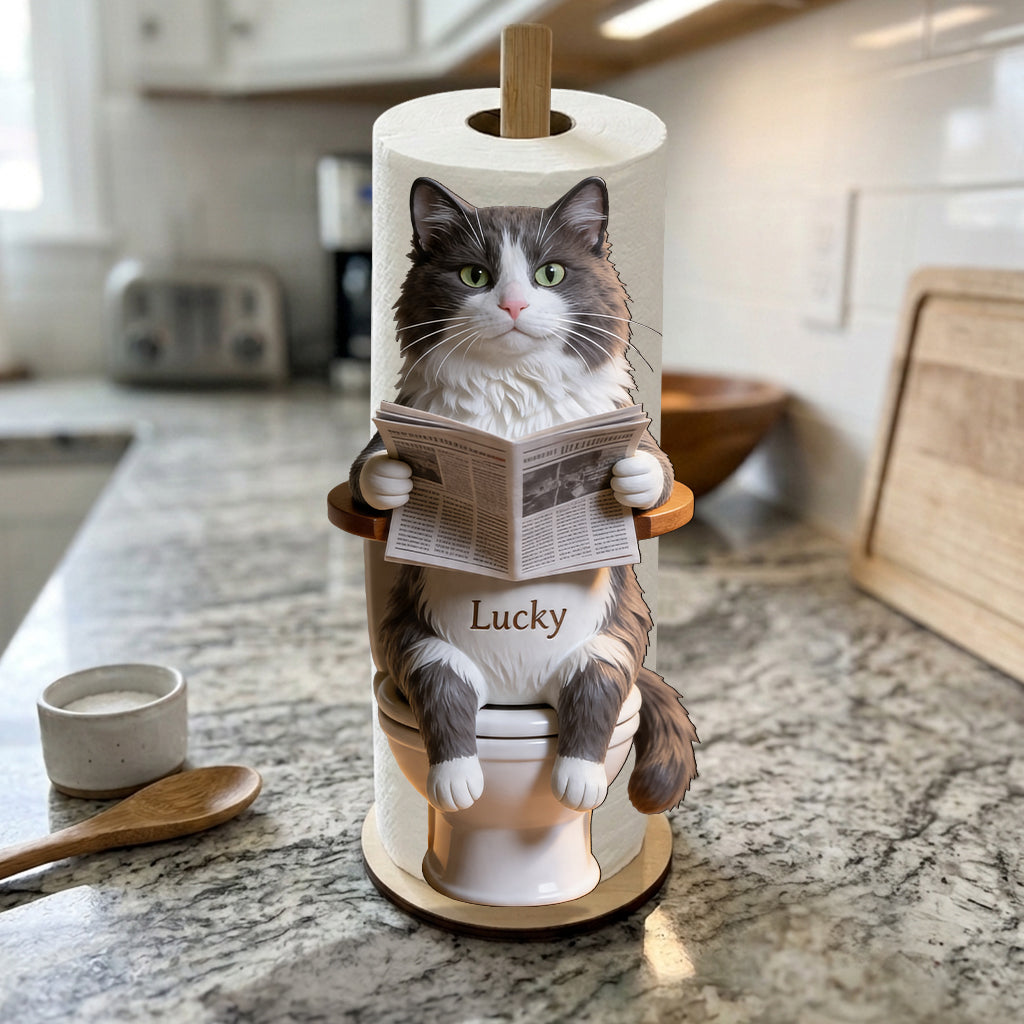 Pet On Toilet - Personalized Cat Paper Towel Stand