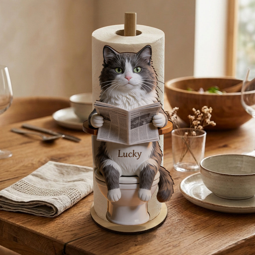 Pet On Toilet - Personalized Cat Paper Towel Stand