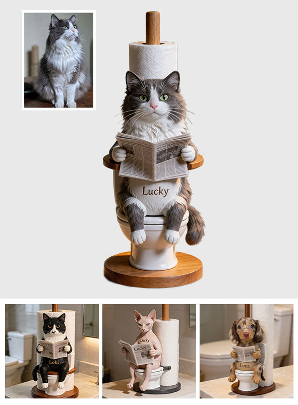 Pet On Toilet - Personalized Cat Paper Towel Stand