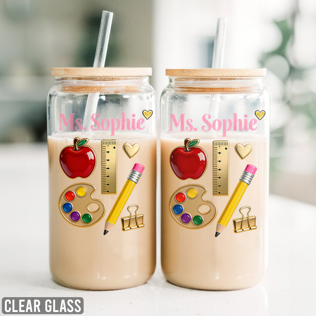 Teach With Love - Personalized Teacher Can Glass