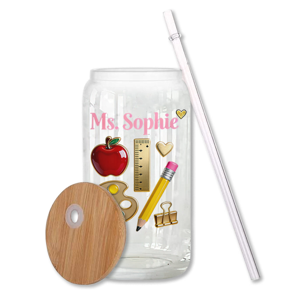 Teach With Love - Personalized Teacher Can Glass