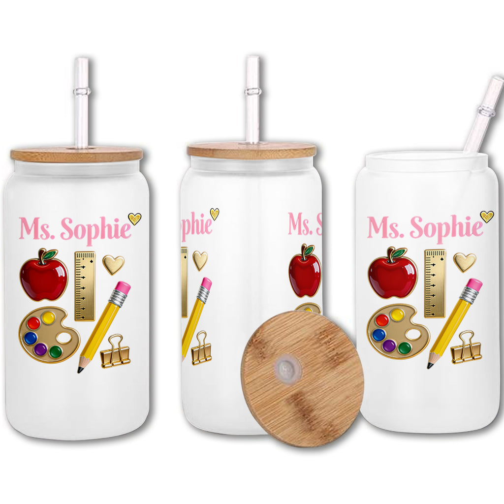 Teach With Love - Personalized Teacher Can Glass