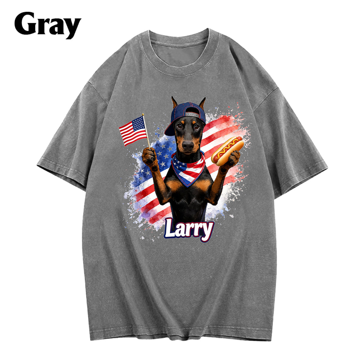Patriotic USA - Personalized Dog Washed T-Shirt