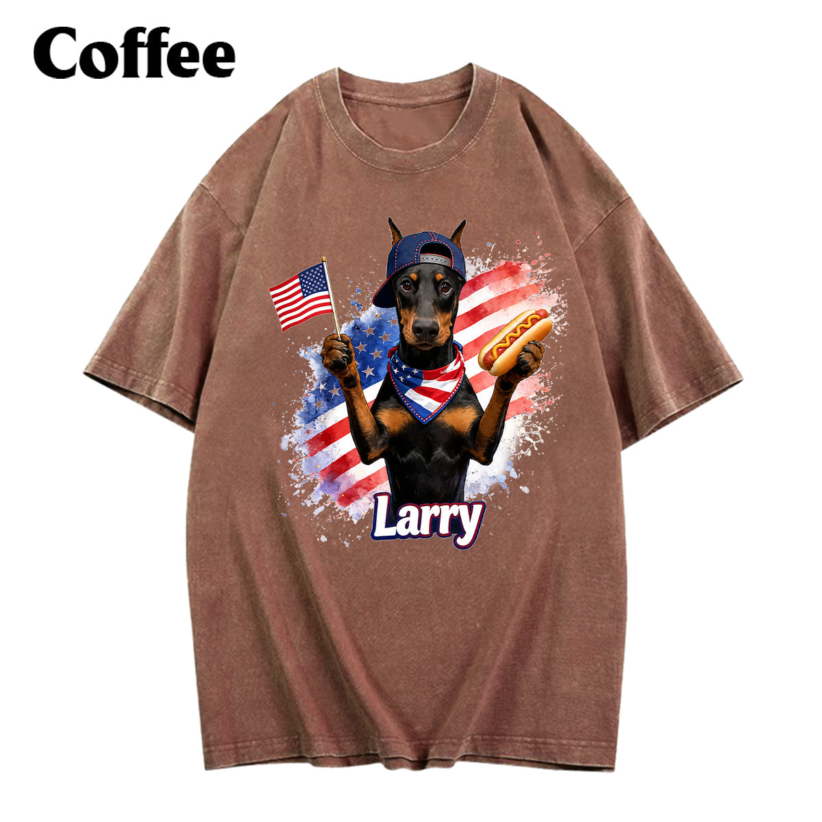 Patriotic USA - Personalized Dog Washed T-Shirt