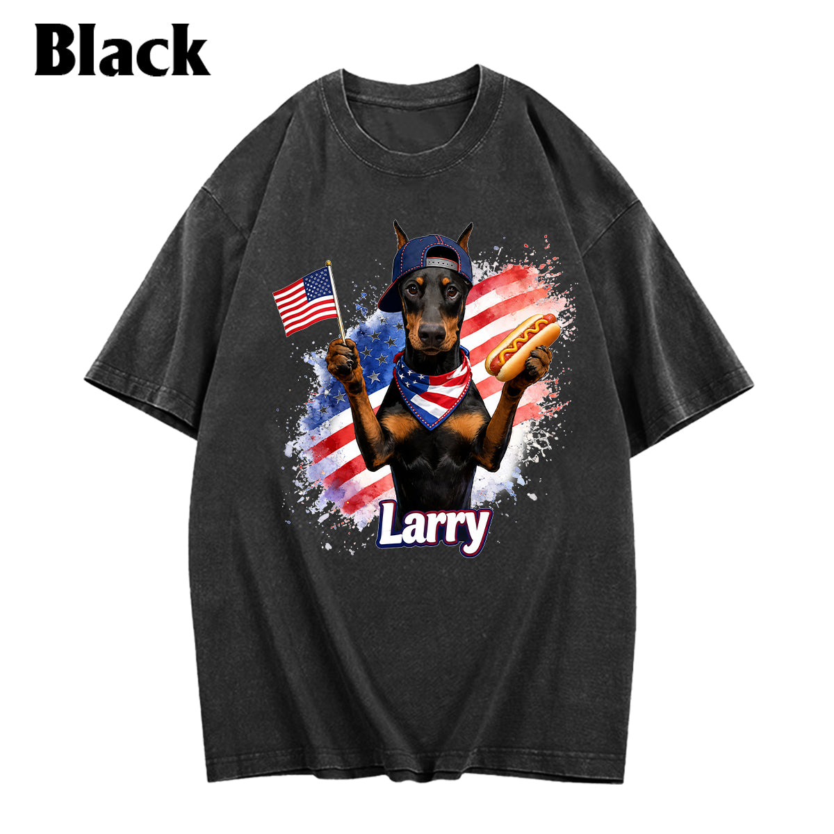 Patriotic USA - Personalized Dog Washed T-Shirt