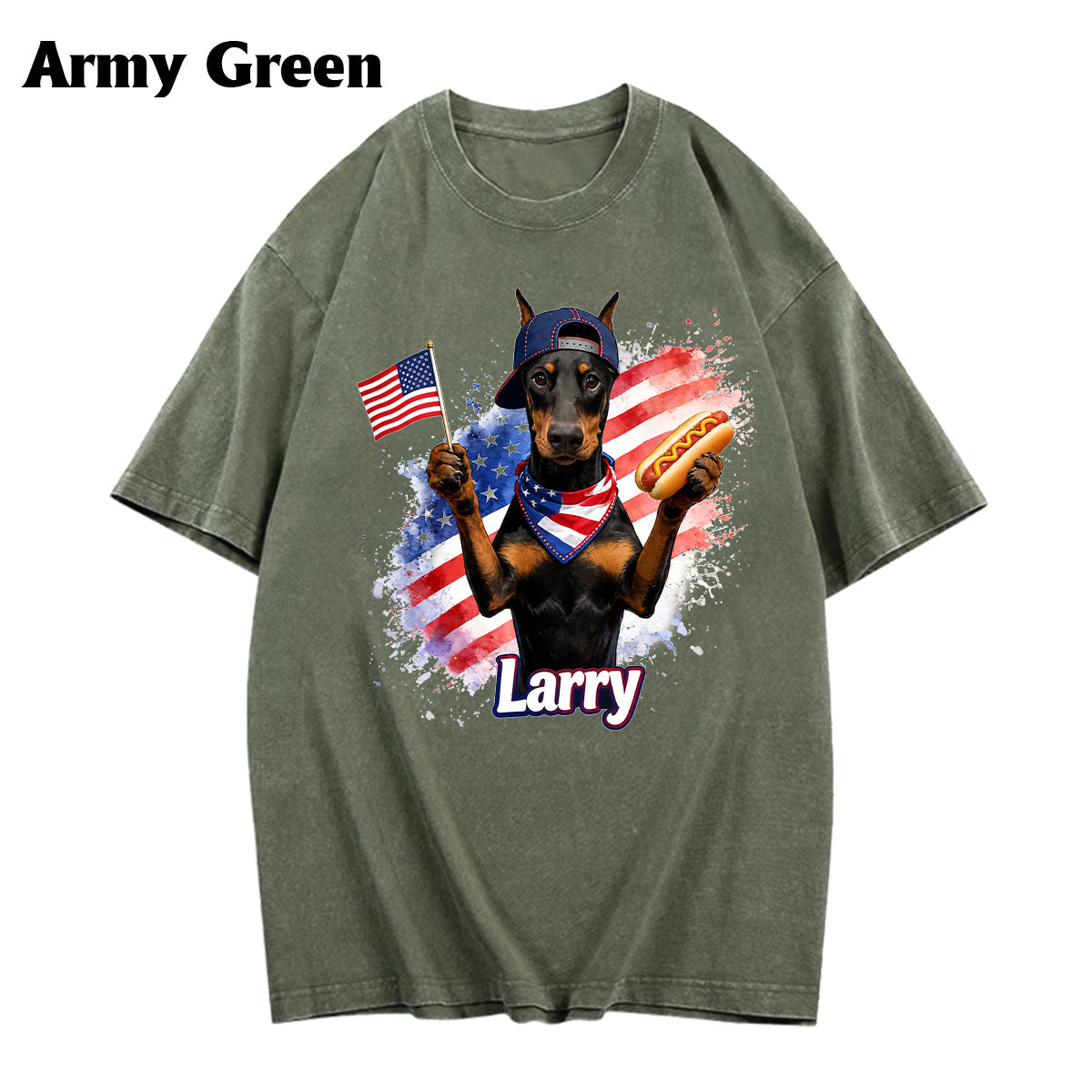 Patriotic USA - Personalized Dog Washed T-Shirt