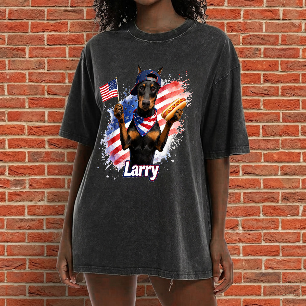 Patriotic USA - Personalized Dog Washed T-Shirt