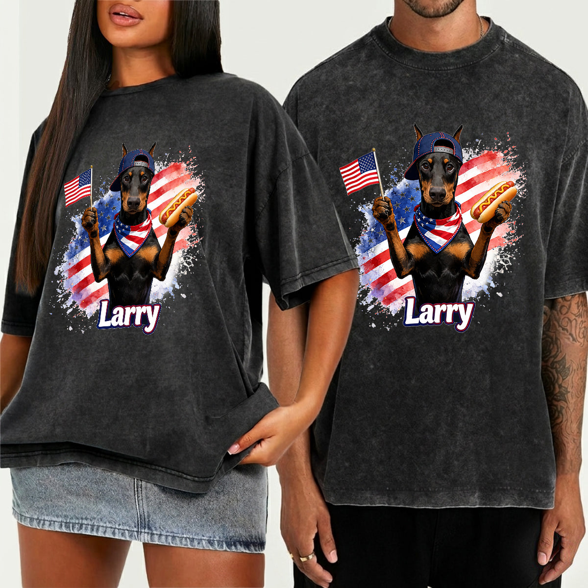 Patriotic USA - Personalized Dog Washed T-Shirt