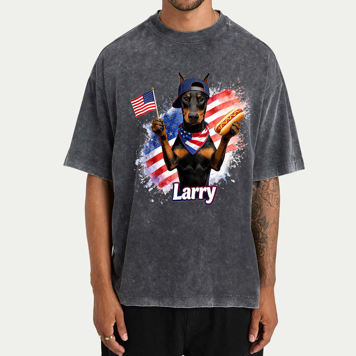 Patriotic USA - Personalized Dog Washed T-Shirt