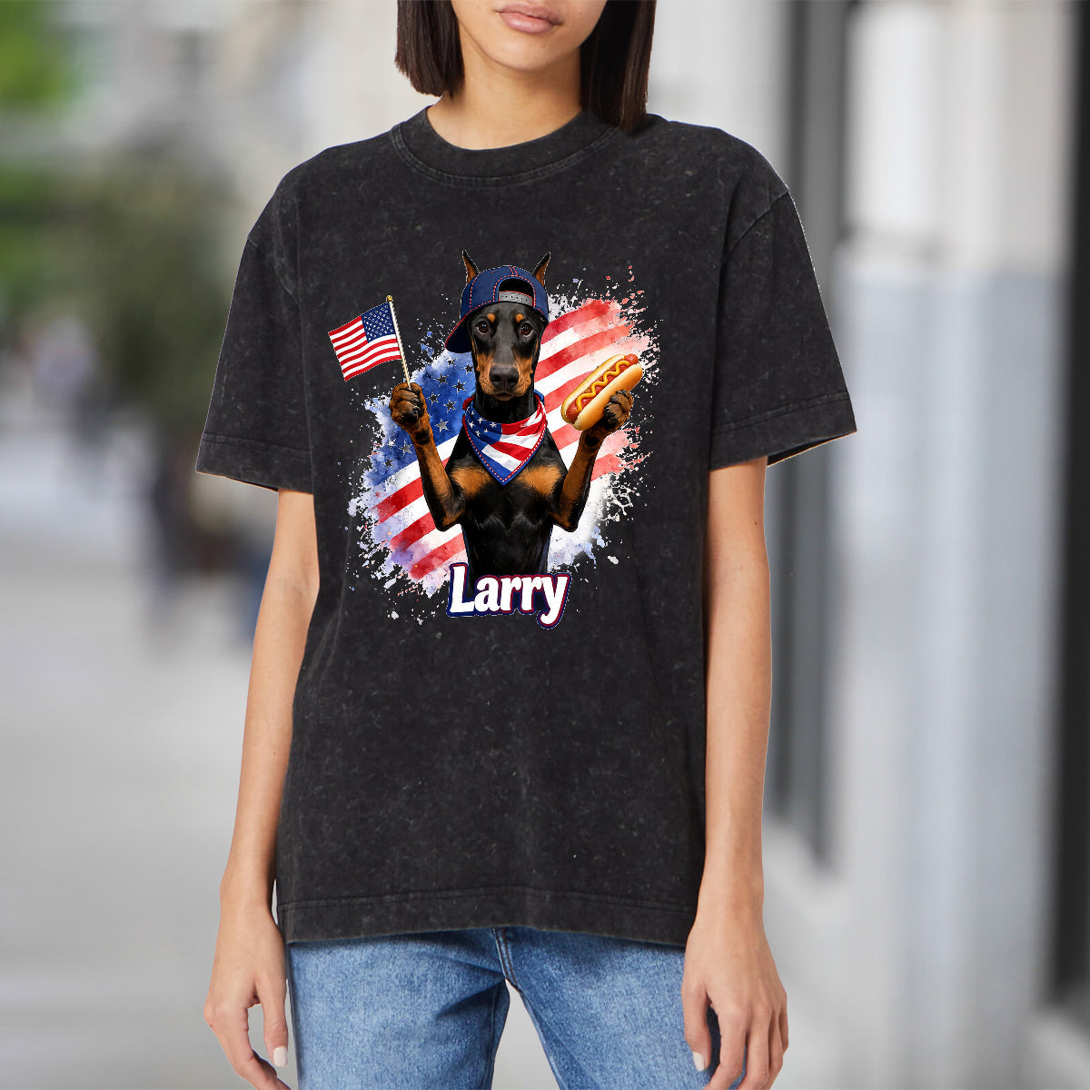 Patriotic USA - Personalized Dog Washed T-Shirt