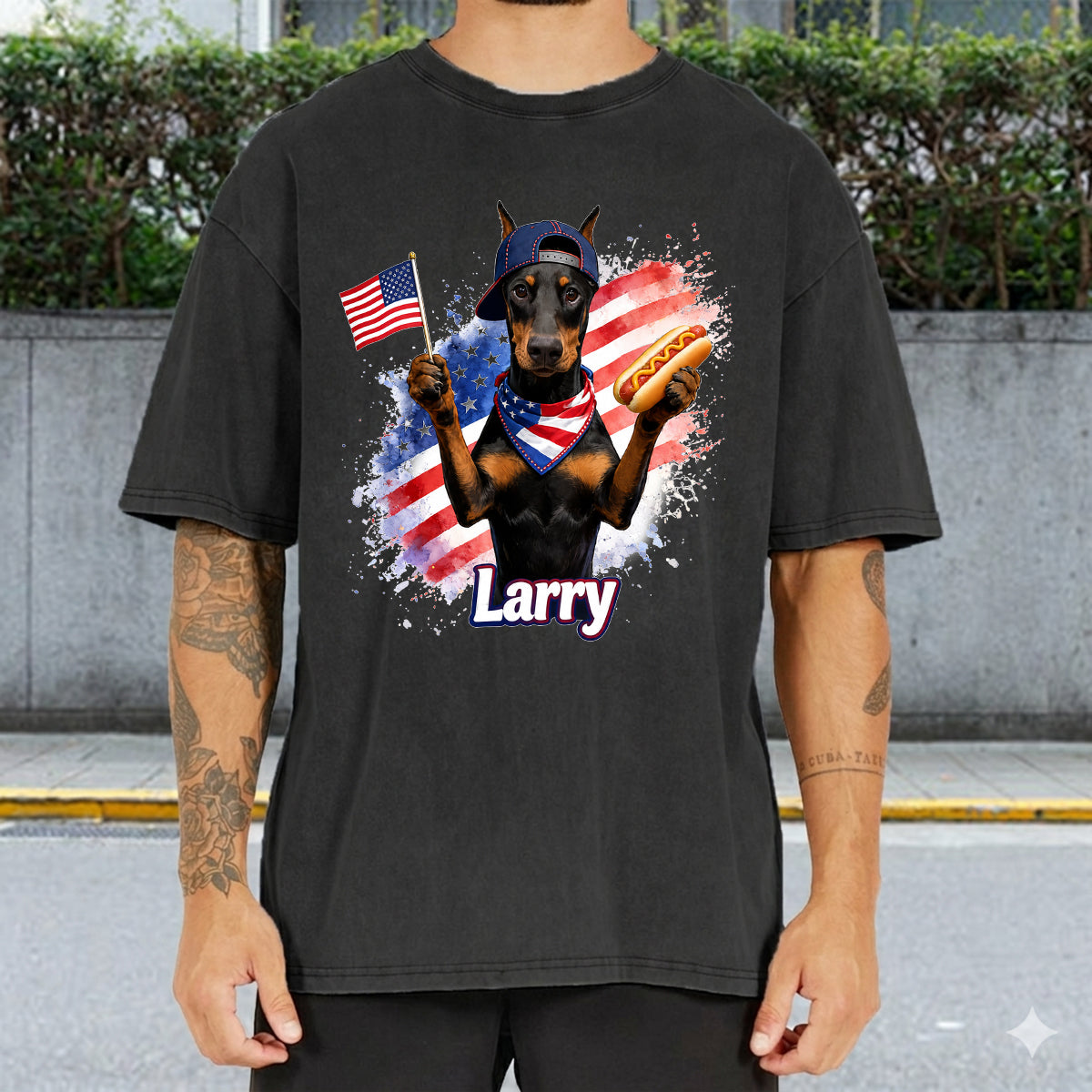 Patriotic USA - Personalized Dog Washed T-Shirt