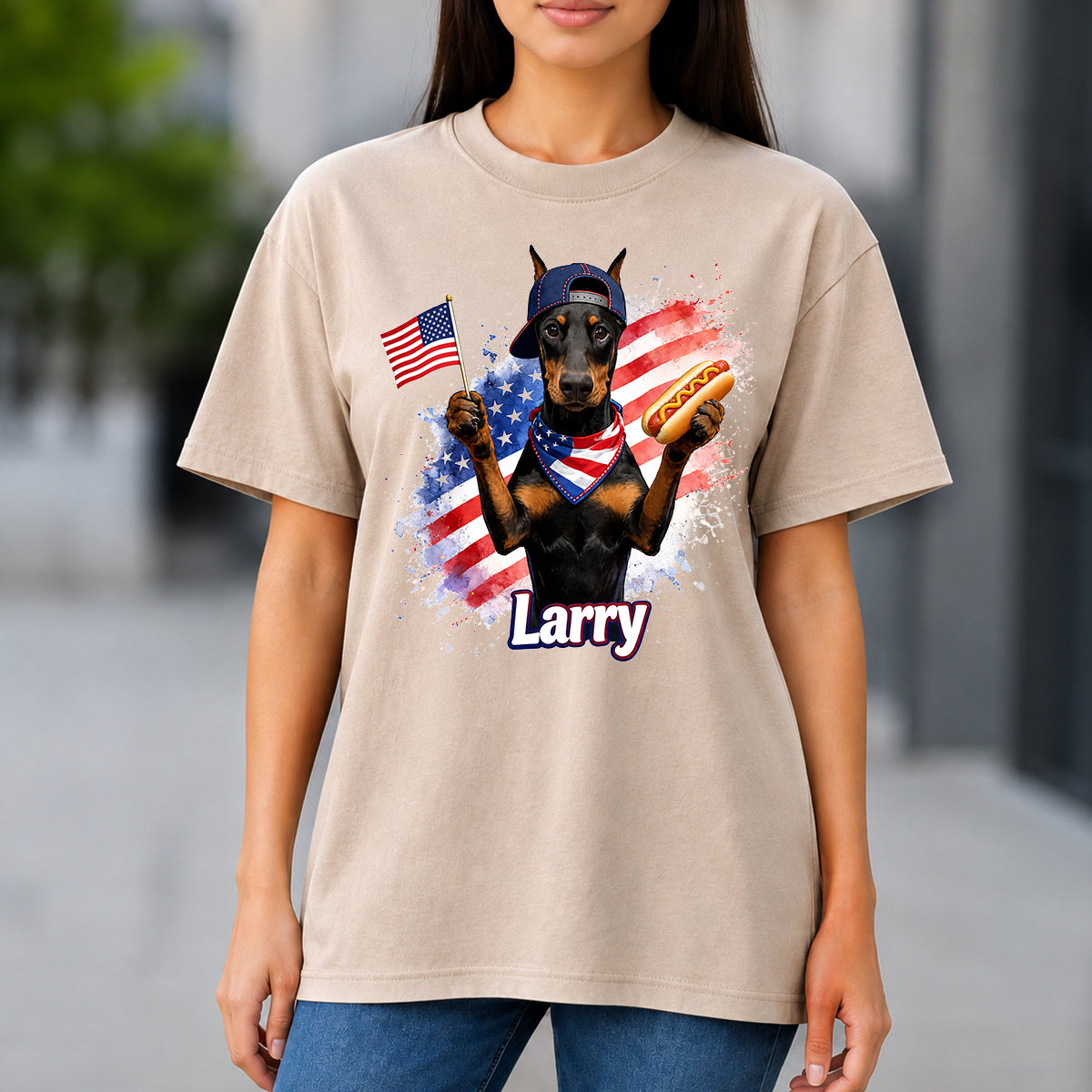 Patriotic USA - Personalized Dog Washed T-Shirt