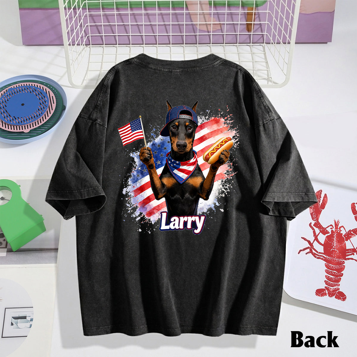 Patriotic USA - Personalized Dog Washed T-Shirt