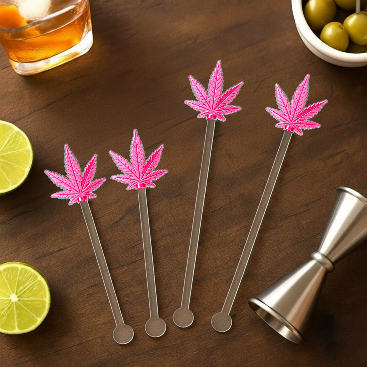 Magic Leaf, Custom Initial Mug - Personalized Weed Set Accent Mug With Acrylic Stirrers