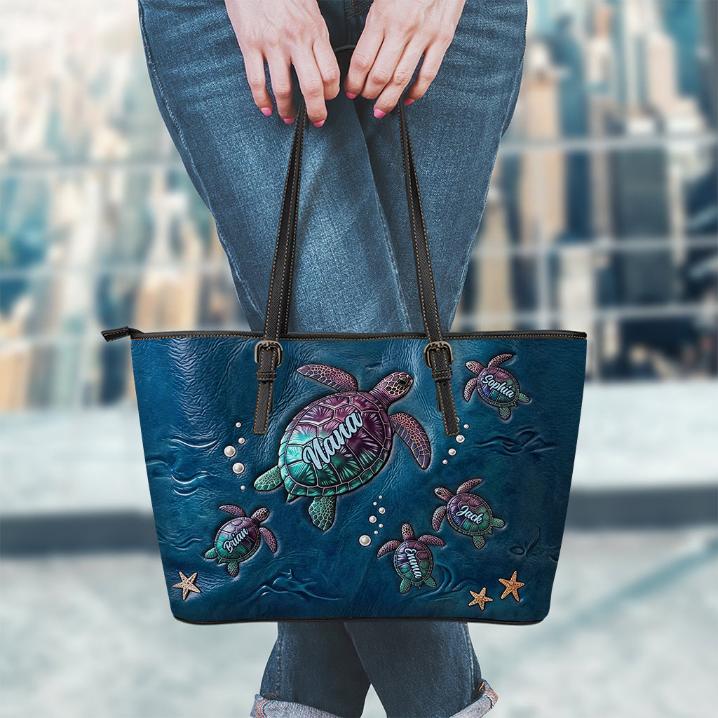 Nana Turtle - Personalized Grandma Leather Bag