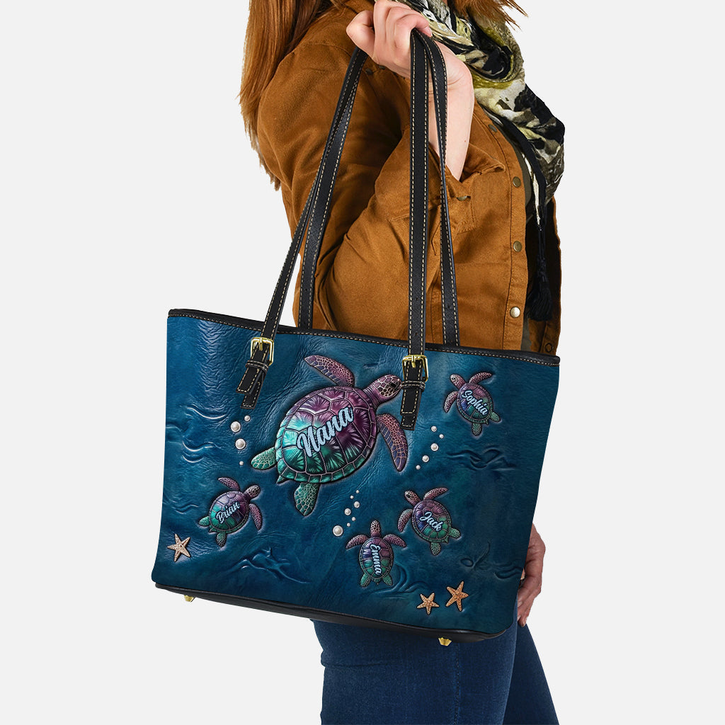 Nana Turtle - Personalized Grandma Leather Bag