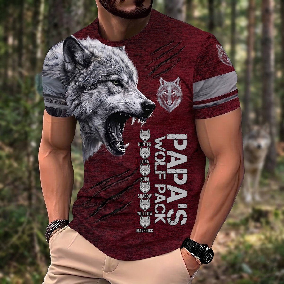 Papa’s Wolf Pack - Personalized Father All Over Shirt