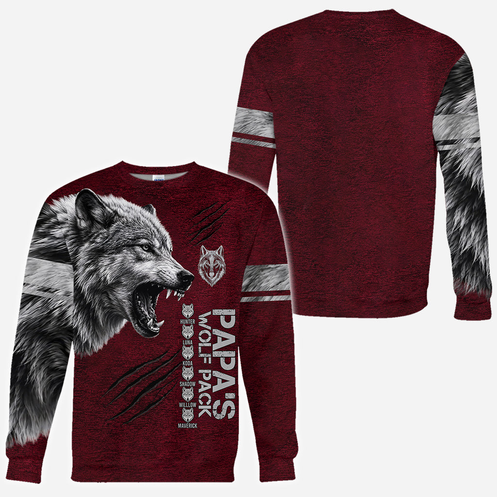 Papa’s Wolf Pack - Personalized Father All Over Shirt