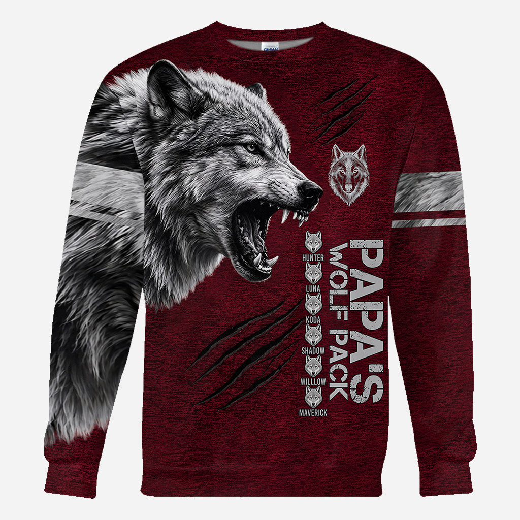 Papa’s Wolf Pack - Personalized Father All Over Shirt