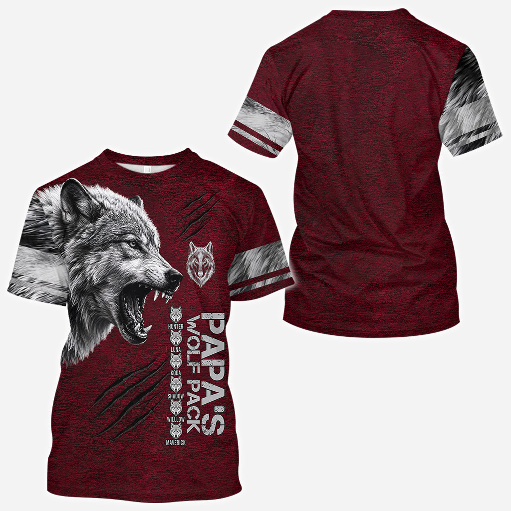 Papa’s Wolf Pack - Personalized Father All Over Shirt