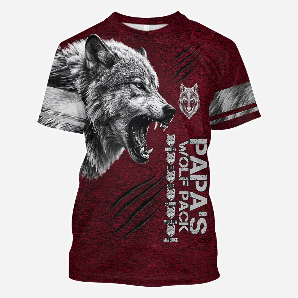 Papa’s Wolf Pack - Personalized Father All Over Shirt