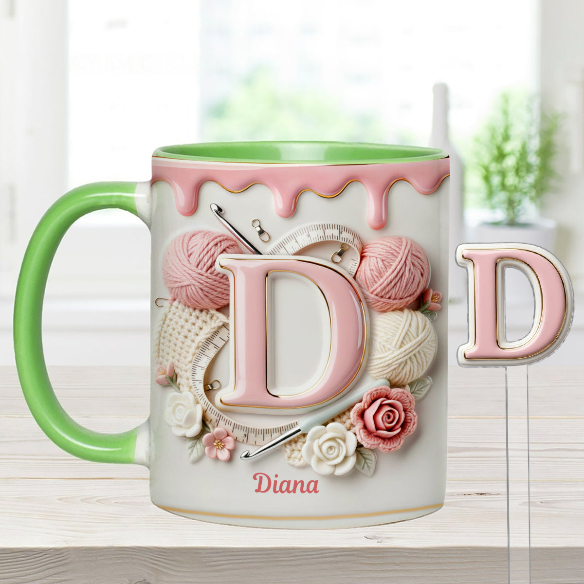 Love Crochet - Personalized Crocheting Set Accent Mug with Acrylic Stirrers
