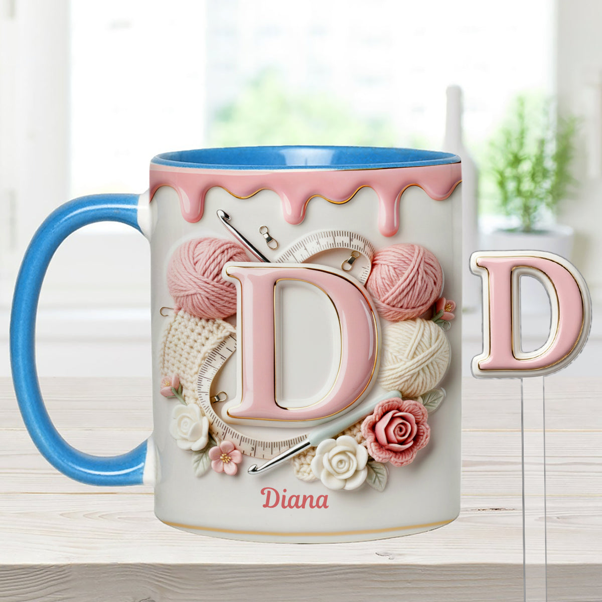 Love Crochet - Personalized Crocheting Set Accent Mug with Acrylic Stirrers