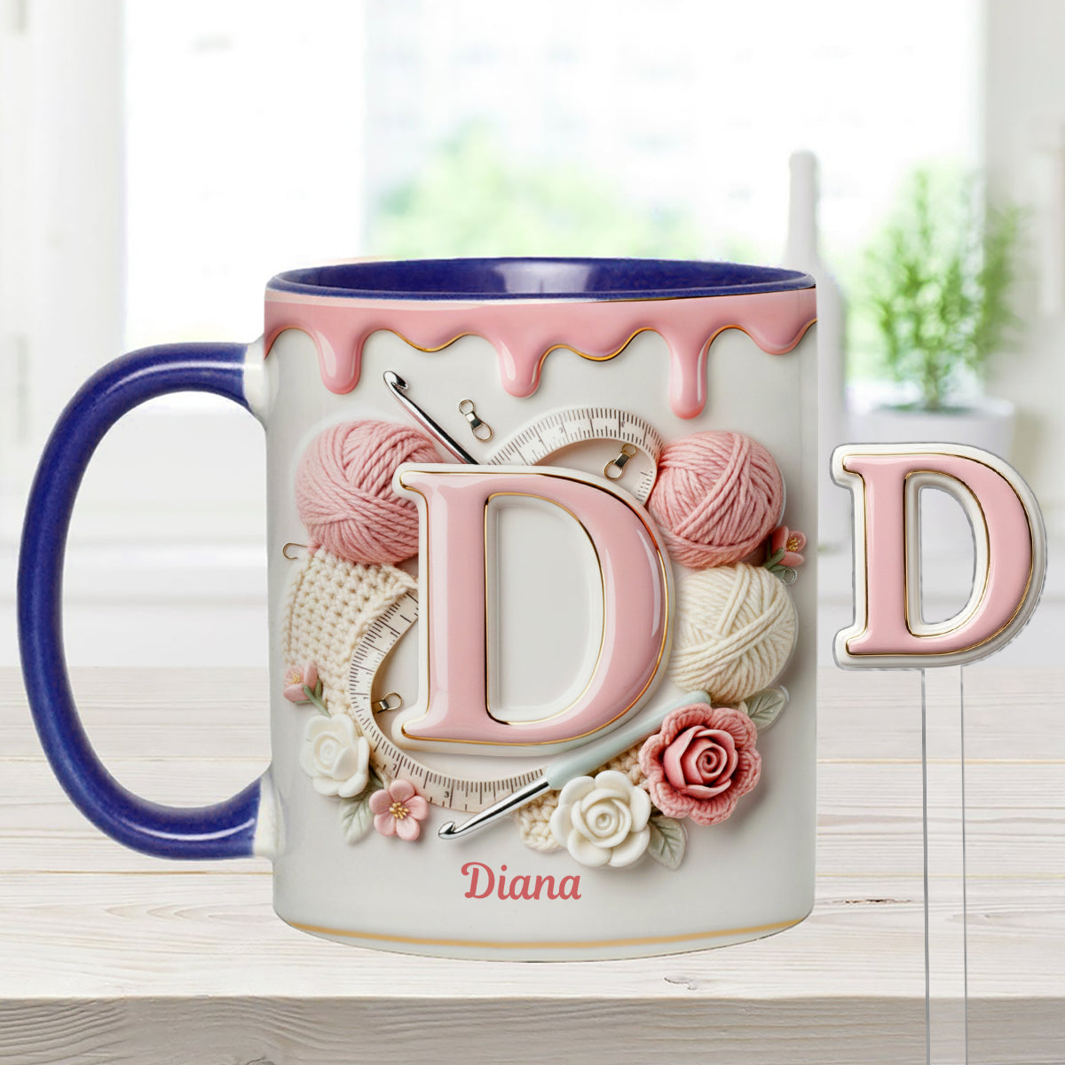 Love Crochet - Personalized Crocheting Set Accent Mug with Acrylic Stirrers
