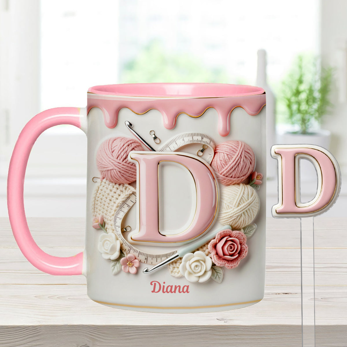 Love Crochet - Personalized Crocheting Set Accent Mug with Acrylic Stirrers