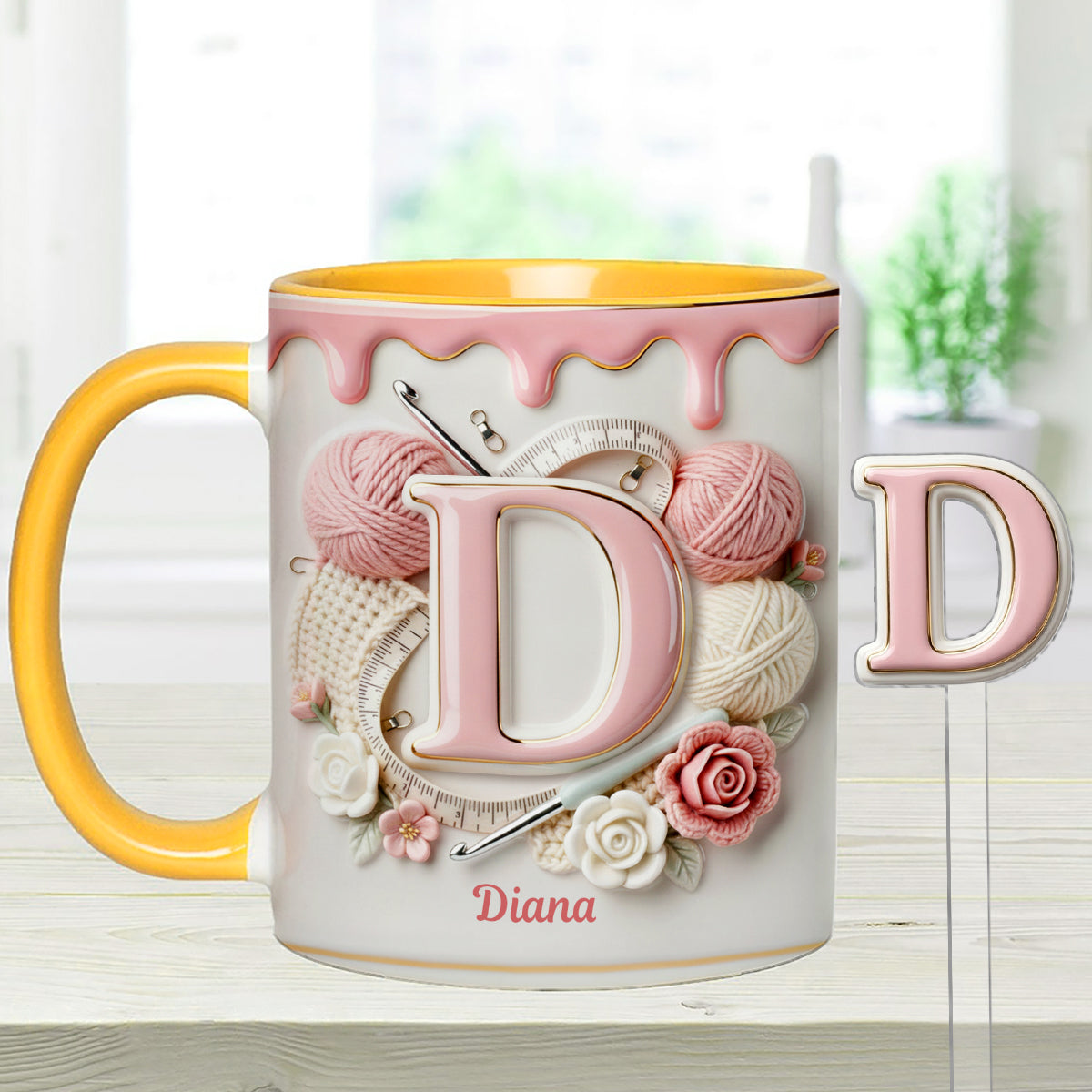 Love Crochet - Personalized Crocheting Set Accent Mug with Acrylic Stirrers