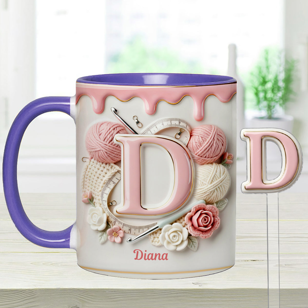 Love Crochet - Personalized Crocheting Set Accent Mug with Acrylic Stirrers