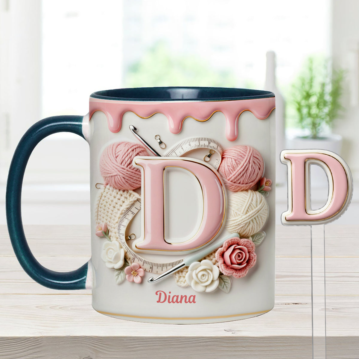 Love Crochet - Personalized Crocheting Set Accent Mug with Acrylic Stirrers